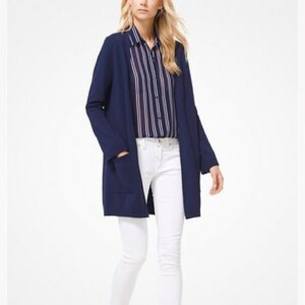 Michael Kors Dark Blue ribbed long Cardigan